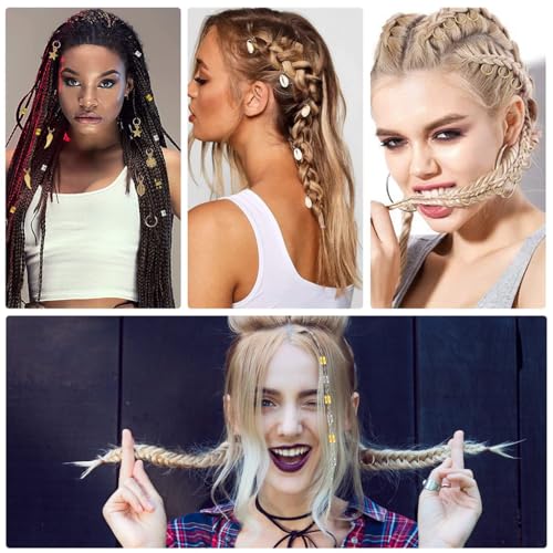 Image of PALAY 220 Pcs Alloy Hair Charms Rings Beads for Braids Jewellery