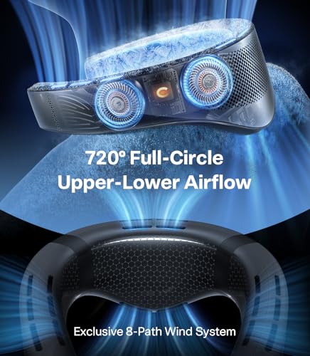 TORRAS 2025 Top Al Neck Fan Air Conditioner Coolify Cyber, Portable Neck Fans that Blow Cold Air【No.1 Coolest & Max Cooling Area】 Personal Smart AC Rechargeable for Outdoor/Indoor. Gifts for Dad/Mom
