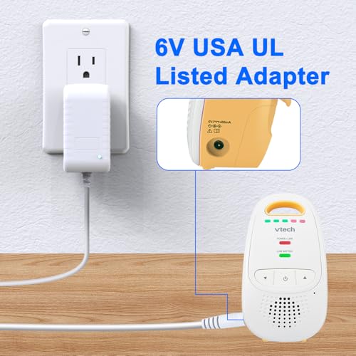 Universal 6V Power Cord Compatible with VTech Baby Monitor Models DM221, DM221-2, DM223, DM251, DM111, DM112, DM222, DM271 (Parent Unit Only) – Replacement Charger Adapter with 5Ft White Cable