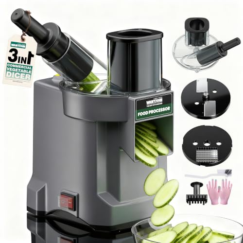 Image of WantJoin 3 in 1 Electric Vegetable Chopper - Multifunctional Commercial Vegetable Dicer Food Fruit Processor Stainless Steel Blades for Slicing(2.5mm)