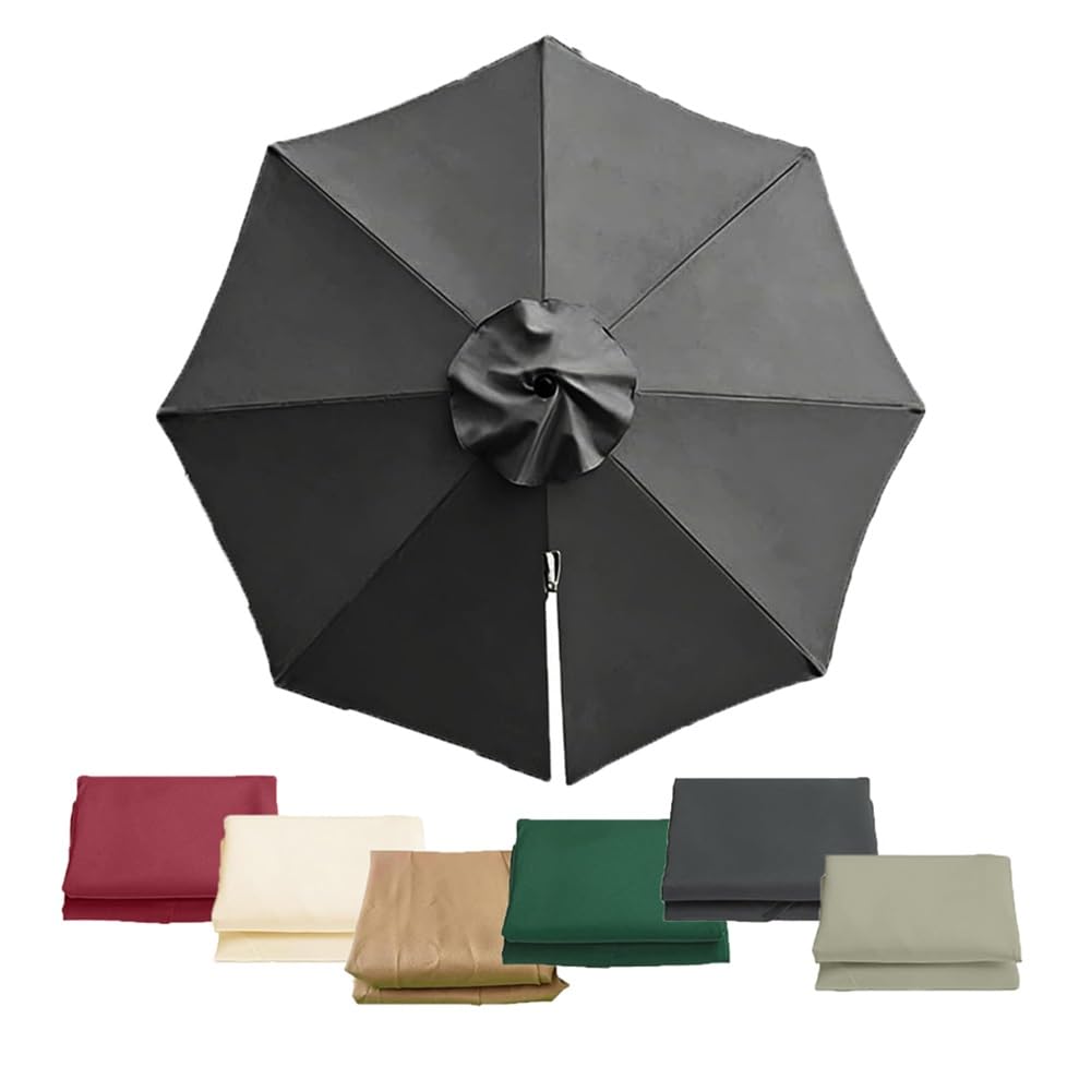 3/3.5m Housse De Rechange pour Parasol Déporté De Terrasse, Auvent De Remplacement pour Parasol Rond, Toile De Parasol 8 Baleines pour Extérieur(Grey,300cm(10ft))
