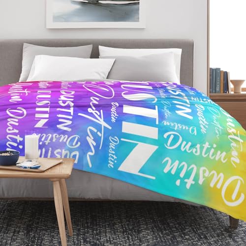Name Blanket Personalized Name Blanket Customized Blanket with Name Text for Adult Kid Birthday Christmas Mothers Fathers Valentines Day Gift