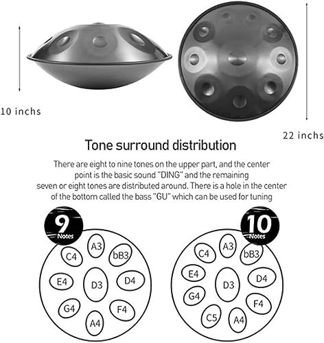 Handpan Drum, Hand Pan en Re menor, 22 pulgadas 440Hz con estuche y palillos miniatura 2