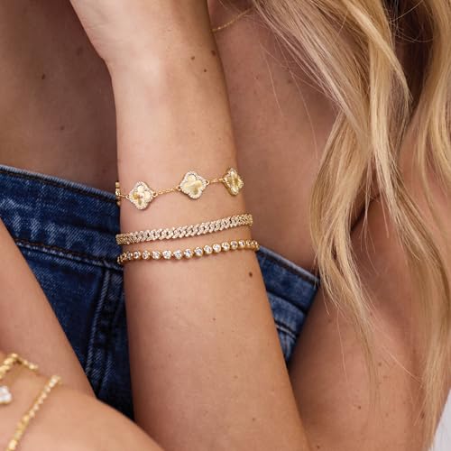 Electric Picks Clover Icon Bracelet for Women – Ideal for Layering or Solo Wear - Adjustable 6.5" Link - 14K Gold Plated4