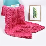 TROYSINC Decken, Grobstrick Wolldecke Strickdecke, Gestrickte Kuscheldecke, Grob Decke Wohndecken Strickdecke Tagesdecke Überwurfdecke Sofa Dekor (Purpur,50 x 50 cm)
