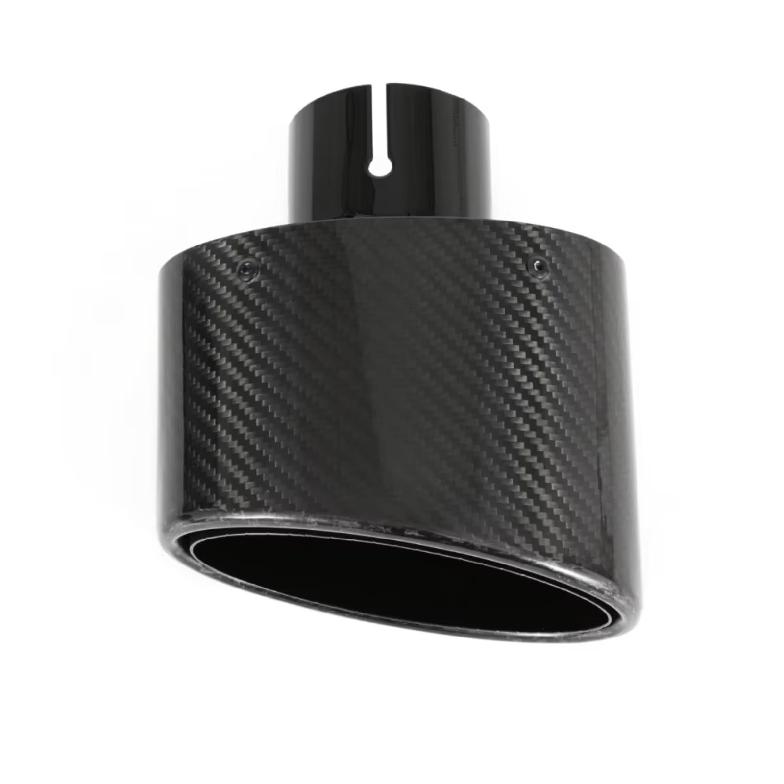 Terminal Escape Tubo Silenciador Universal Con Punta Escape Fibra Carbono Brillante Ovalada Salida 150MM 1 Pieza(Left 60MM)