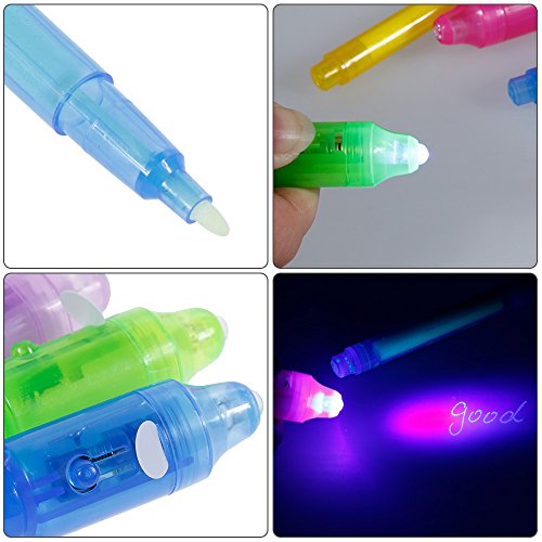 GOLDGE 7 Stück UV- Geheimstifte,Geheim Stift,unsichtbar schreiben,lesbar durch Licht,geheimstift Kinder