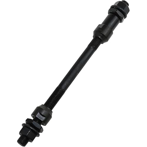 Bike Axle 175mm/6.98" Bicycle Multiple Speed Rear Hub Axle 3/8" Black 26 TPI Hub Conical Lock Nut Kit-1PCS