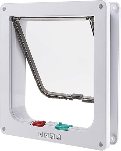 Vlocemon Puerta de gato a prueba de clima, solapa grande para gatos con bloqueo de 4 vías, tamaño exterior 9.2 "x 9.9" (ancho x alto x profundidad),