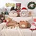 Lanpn Christmas Elk Bear Throw Pillows Set of 2, Christmas Decoration Winter Throw Pillow Soft Fleece Cute Throw Cushion for Sofa Bedroom Xmas Decor (17.5x17.5 inch & 18x17.5 inch)