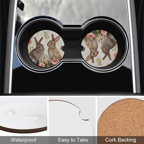 4 posavasos para auto lindos Bunny universales 2.56 pulg miniatura 5