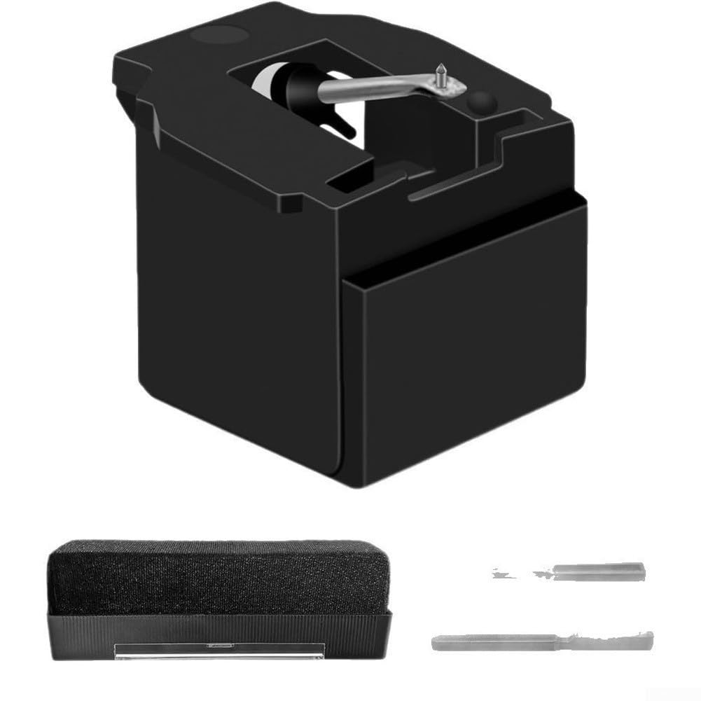 ATN3600LE - Puntina di ricambio per giradischi Audio-Technica AT-LP60 e AT-LP60X, ago conico da 0,6 mil con 3 spazzole di pulizia (pennino in alluminio)