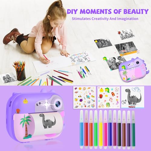 Image of ARNSSIEN Kids Camera Instant Print with 7 Rolls Paper, 2.4 inch Screen Instant Camera for Kids, 1080P HD Video, Christmas Birthday Festival Present for Girls & Boys Aged 3-12, M3
