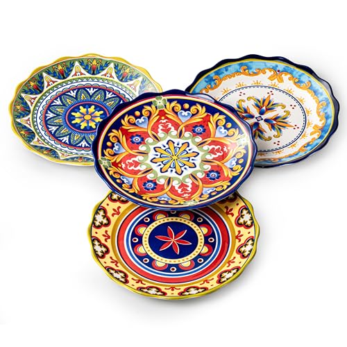 UNICASA Dessertteller, Salatteller Set Porzellan - 23cm, Bunt...