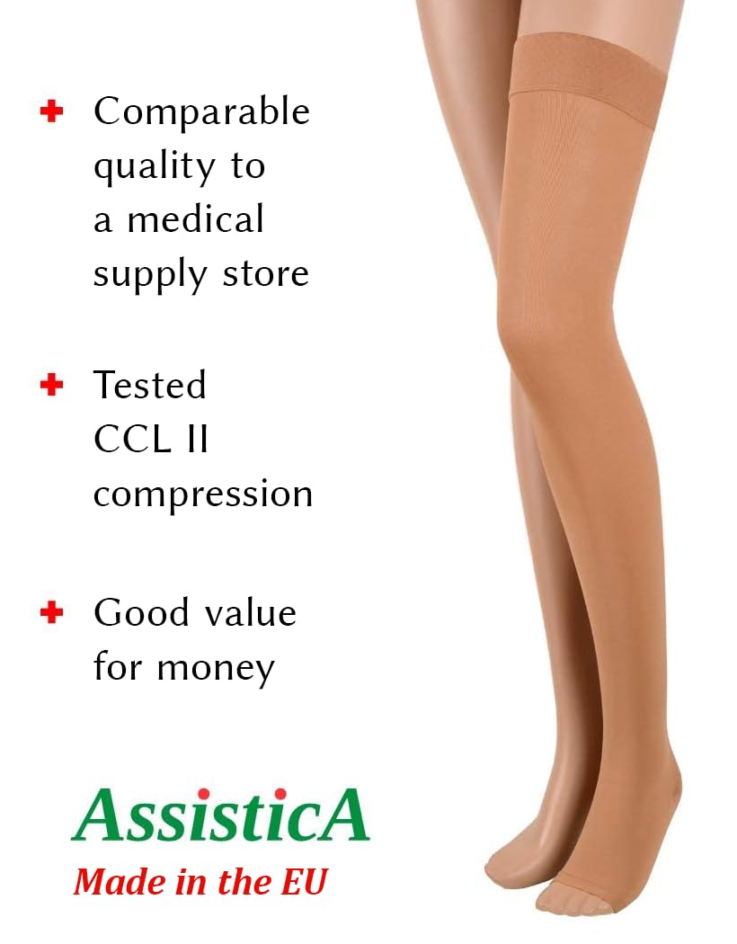 ASSISTICA® medyczne pończochy uciskowe klasy 2 23-32 mmHg z otwartym czubkiem stopy