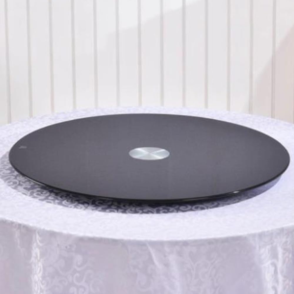100cm Grande Vassoio Da Portata Girevole Per Tavolo Da Pranzo, Piatto Girevole Lazy Susan In Vetro Rotondo Centrotavola Piatto Girevole Per La Casa, Liscio Silenzioso Nero/Bianco(Black,90cm(36i