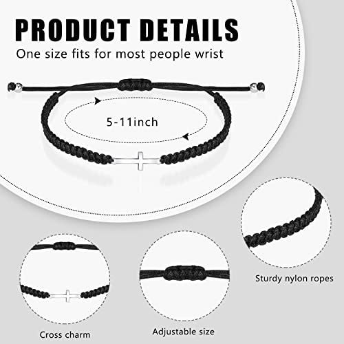 Junkin 50 Pcs Cross Bracelet Bulk Christian Religious Friendship Jesus Adjustable Bracelet Rope Cord Braided Promise Jewelry gift for Women Men2