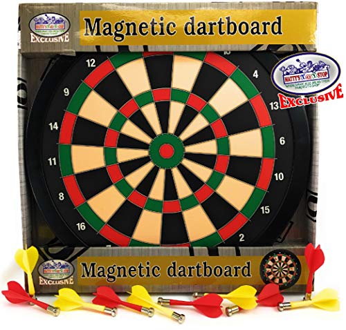 Mattys-Toy-Stop-Deluxe-Magnetic-Dartboard-Dart-Board-155-with-10-Darts-Total-5-Yellow-5-Red