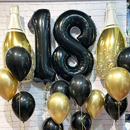 Image of 40 Inch Black 18 Number Balloons Giant 18 Balloons Black Birthday Balloons 18th Birthday Anniversary Events Party Decorations Supplies