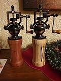 [page_title]-SET Gewürzmühle aus Holz handmade Pfeffermühle Vintage Einstellbares Mahlwerk Handgedrechselt Unikat aus Mahagoni u. Buche gestockt