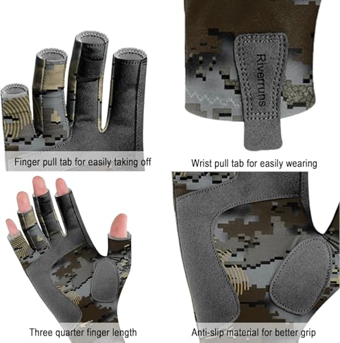Riverruns 2pack Fishing Gloves (2, Fishwater+Hailstorm, Large) - image 3