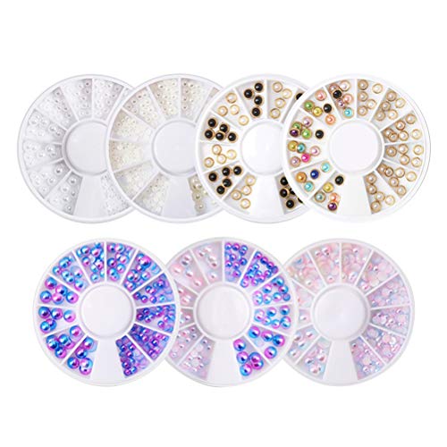 Minkissy 7Pcs Nagelschmuck Perlen Flatback Nail Art Tipp Strass Perlen Maniküre Ornament für Fingernägel Zehennägel…