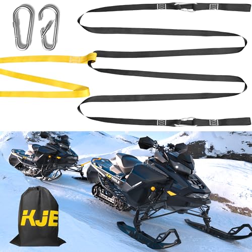 KJE Snowmobile Tow Strap 19FT 1.2 Heavy Duty Tow Straps with Two Hook -2200LBS Break Strength Tow Rope Accessories for Snowmobile ATV Sled