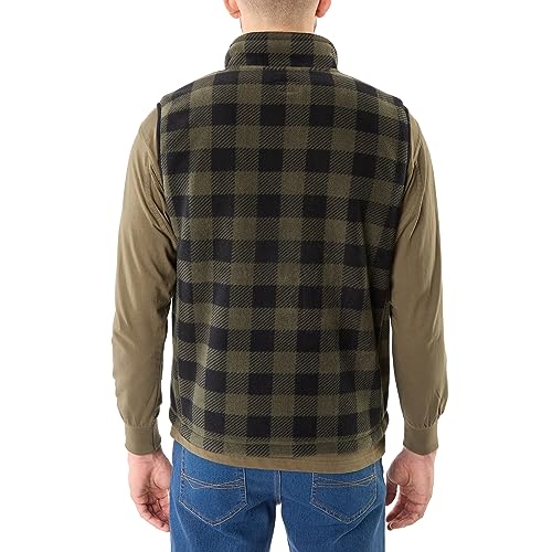 Image of Smith's Workwear Men's Smith's Workwear Sherpa-lined Plaid Micro Polarfleece Vest With Zip Pockets