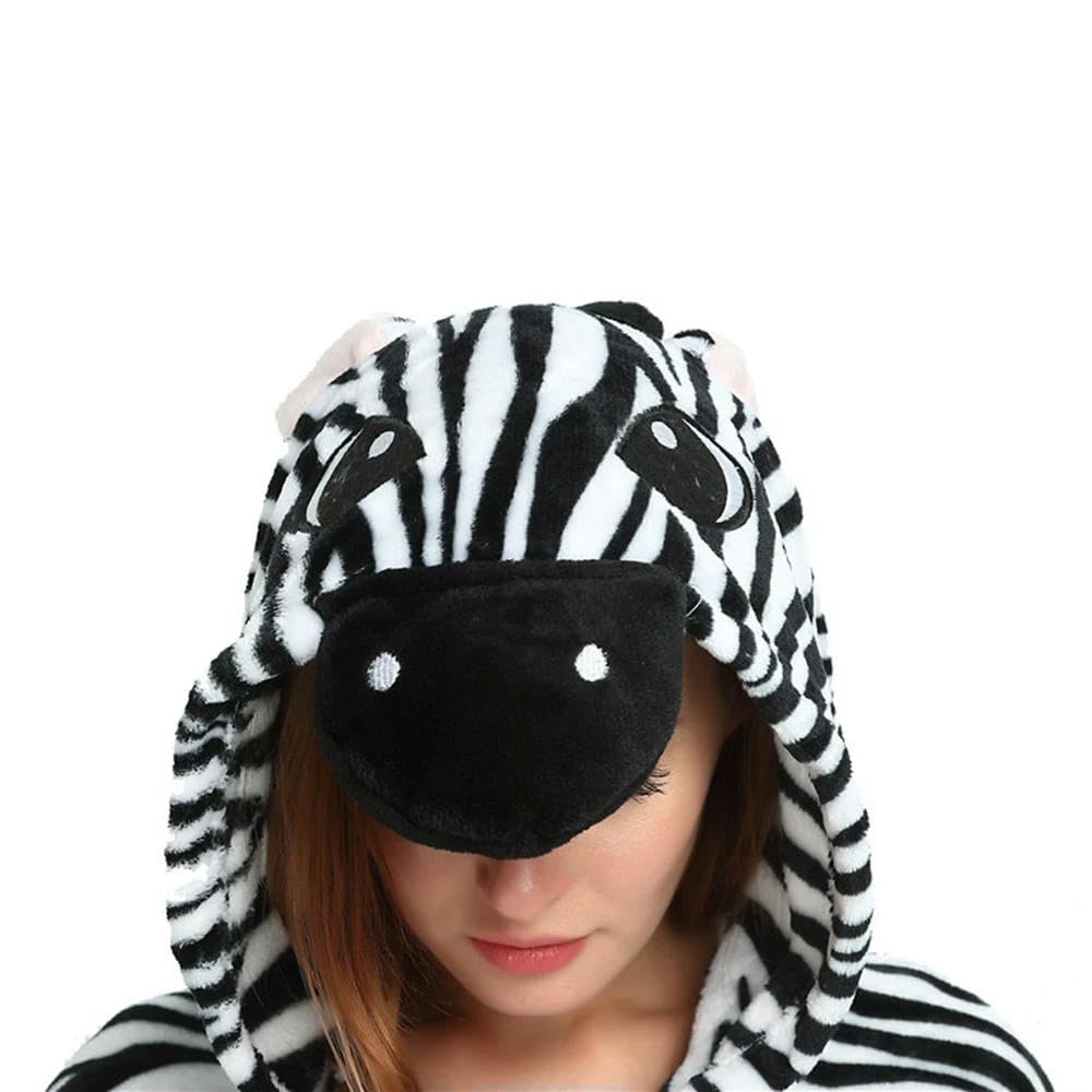 NYSDM Zebra Tutina Adulto Donna Pigiama Costume Animale Pigiama Un Pezzo Flanella Inverno Caldo Largo Uomini Coppia Cosplay Pigiama