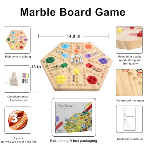 Juego de Mesa Original Wahoo de Mármol con Tablero Doble miniatura 2