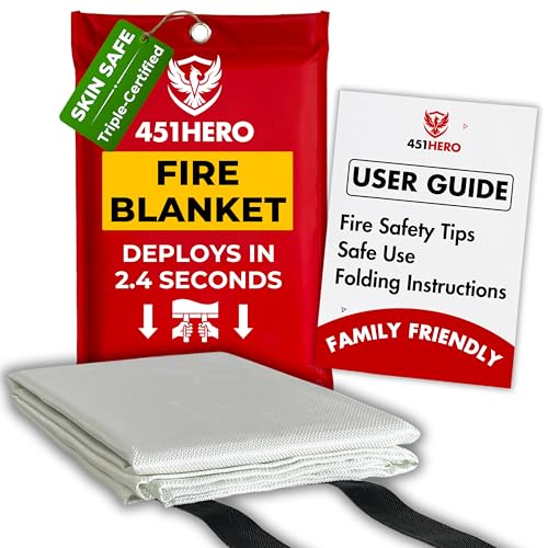 Image of Emergency Fire Blanket - 1 Pack, Triple Certified, Comfort Weave Skin-Safe Fiberglass, Fire Blanket for Kitchen, Home & Camping | Fast Deployment, Mess-Free, Trusted Protection