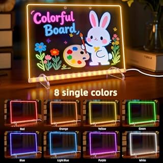 LumiBoard LED Drawing Board for Kids with 13 Light Effect- 13.7x10'' Acrylic Dry Erase Board Doodle Glow Board Kids, Includes Adapter, 7 Markers, Glow Art & Sketching Gift for Girls Teens