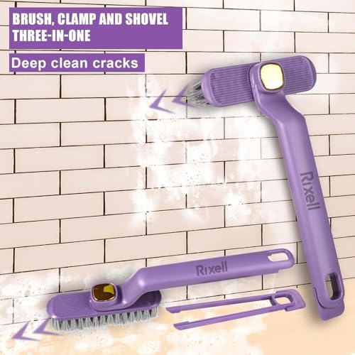 Image of Toilet Cleaning Brush with Long Handle | 2-in-1 Floor & Tile Scrubber | 120 Rotating Head | Bathroom Cleaning Brush with Wiper (Pack-1) (MINI Brush Pack of 1)