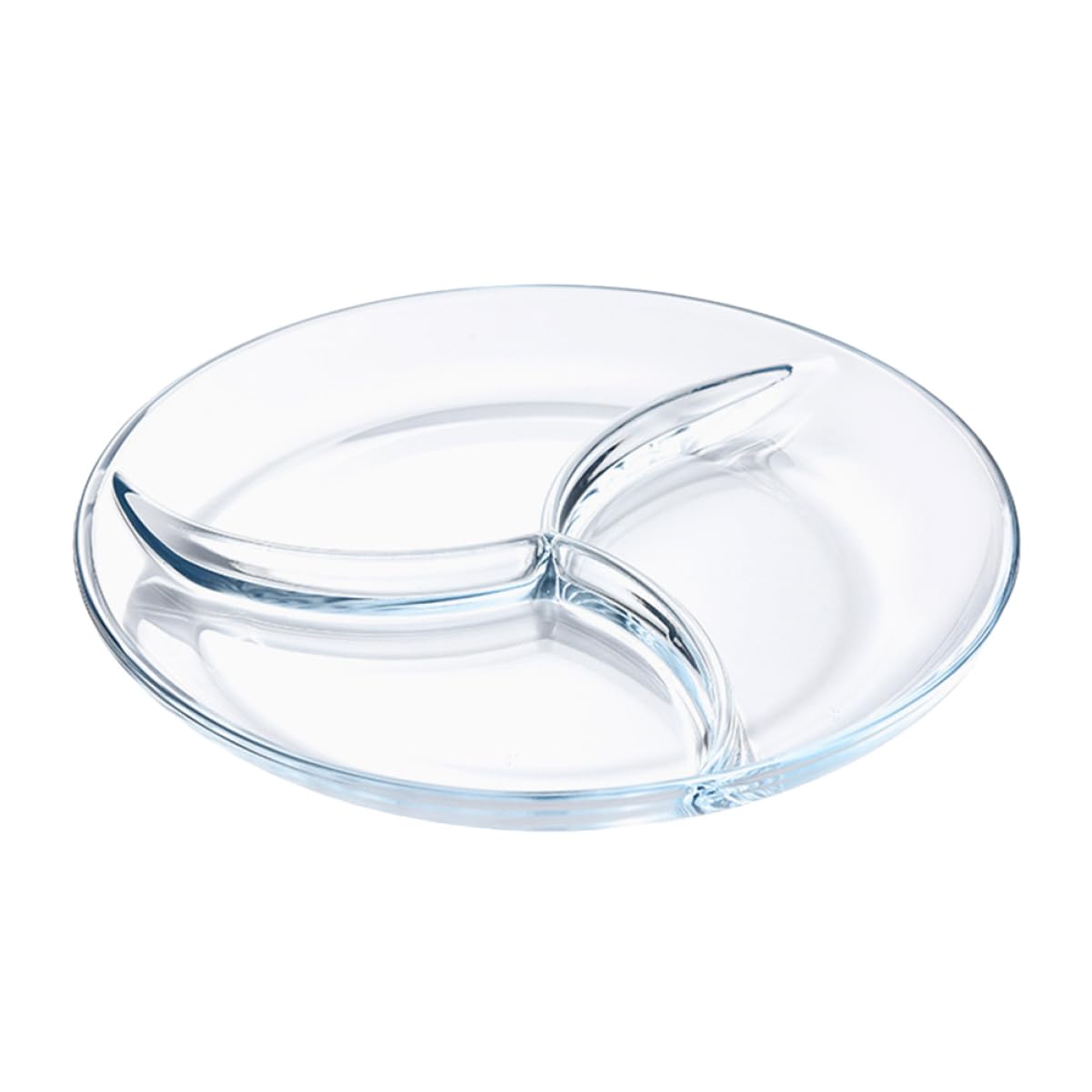 Cabilock Assiette Séparation des Aliments à 3 Compartiments Divisée en Verre Trempé Usage Facile pour Fruits et Salade Barbecue et Jardin