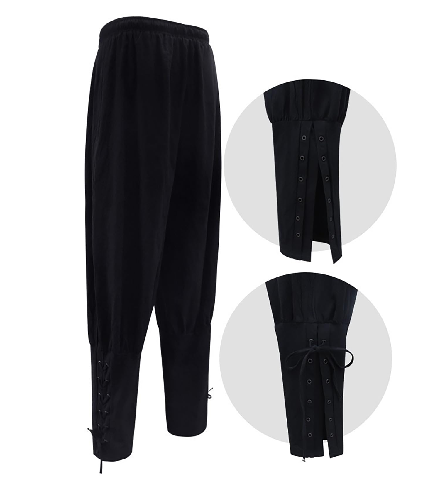 Akokvlar Conjunto de 10 piezas de disfraz de pirata medieval para hombre, pantalones vikingos con bandas en el tobillo