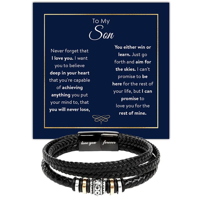 CALLA DECORGIFTS To My Son Bracelet – Stainless Steel Bracelet for Son with Inspirational Message, A Thoughtful Mens Gift for Birthday, Graduation or