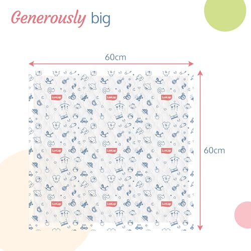 Image of LuvLap Disposable Baby Underpad Cum Changing Mats, 20 Count 60x60 CM Waterproof Pads for Baby, Breathable Underpads act as 100% Water Proof Bed Protector, Non Slip Backsheet, Hypoallergenic