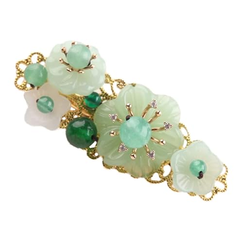 minkissy 1 pieza de flores verdes de moda para mujer elegante accesorio de vestir elegante pinza de regalo para uso diario pinza de regalo de jade