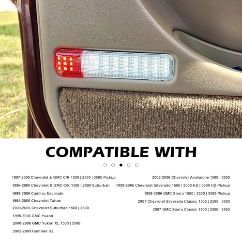 2 luces LED interiores para puerta de auto, blancas y rojas miniatura 4