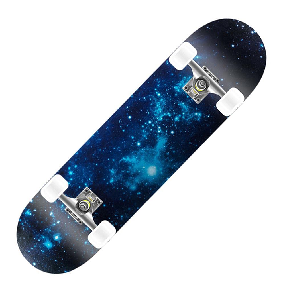Skateboards Pro, Skateboard Complet 31 x 8 Pouces, érable Canadien à 8 Couches, Double Planche de Kick concave Cruiser Trick Skateboard pour Enfants débutants Adultes