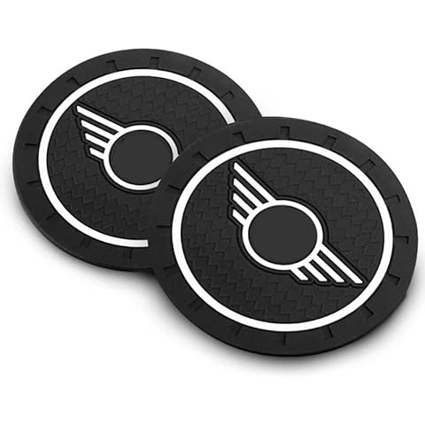 Car Logo Cup Holder Silicone Coaster Compatible with Mini Cooper R55 R56 R60 F54 F55 F56 F60 Accessories Replacement Part 2 pieces Cover