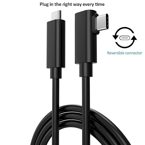 Miniatura 4 de Easy Hood Cable USB C a USB C compatible con auriculares Oculus QuestQuest 2Oculus Link VR, ángulo recto tipo C de transferencia de datos de alta