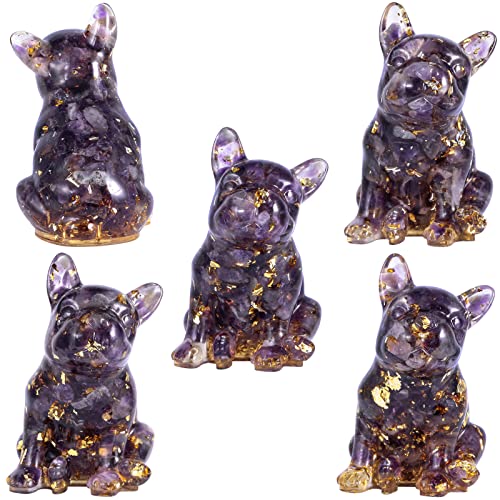 mookaitedecor 3 Inch Amethyst Crystal French Bulldog Dog Statue Ornat, Semi Precious Stone Lover Gift, Office Decor - Image 4