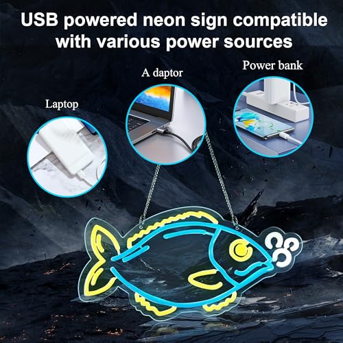 Image of Fish Neon Sign Night light for Bar Club Bedroom Hotel Pub Cafe Wedding Birthday Party Gifts