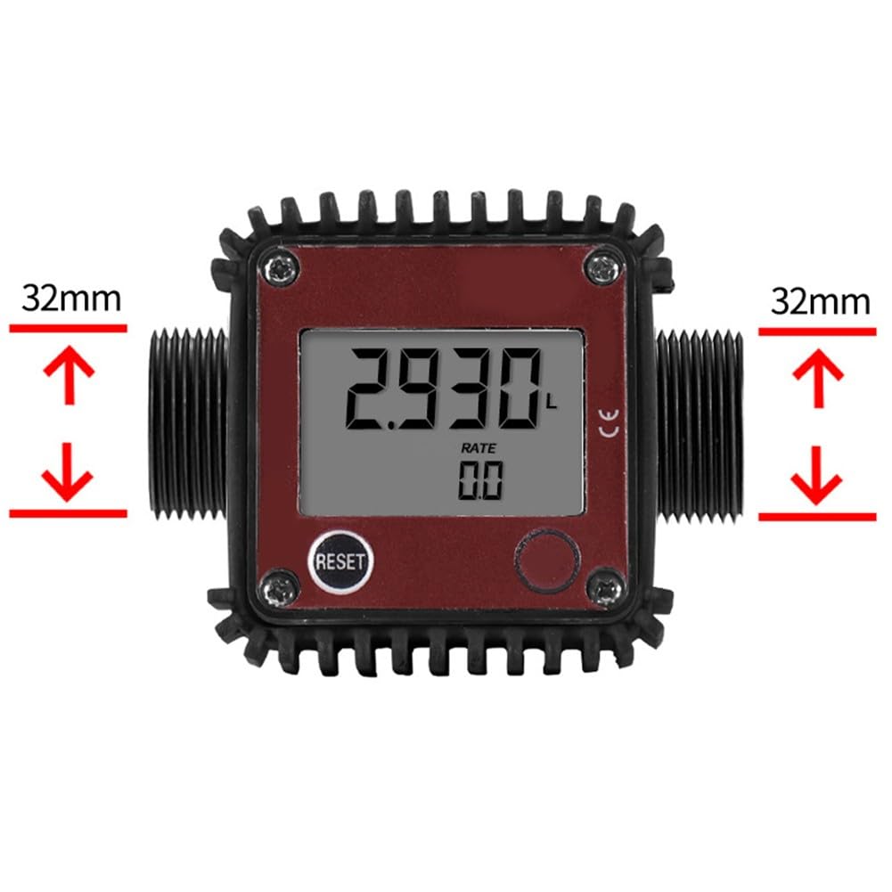 ZYWUOY Misuratore di portata a ingranaggi con display digitale, filettatura esterna DN25 per olio, acqua, diesel, portata 10-100L/min, con corpo in lega di alluminio in plastica