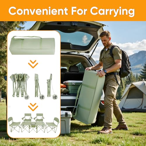 Set de Sillas Plegables para Camping Colorsoul Verde LC-166 con Mesa y Bolsa Térmica miniatura 6