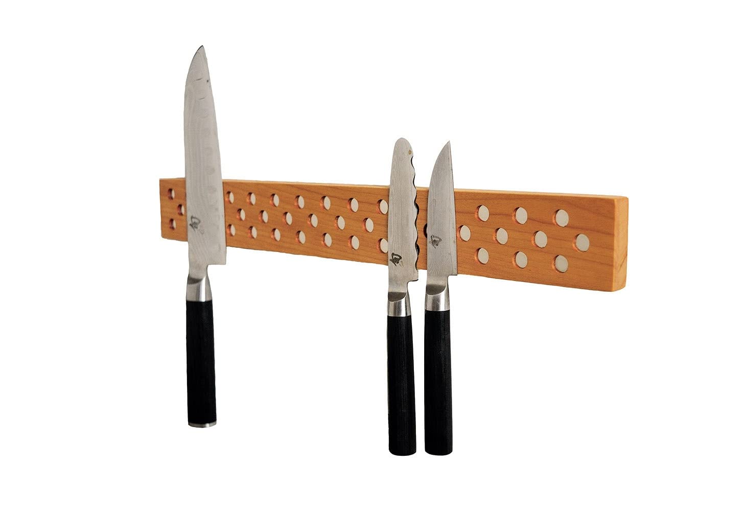 Magnetic Wooden Knife Bar Holder Strip, Cherry or Walnut, 12, 16, 20, or 24 Inch (24 Inch, Cherry)