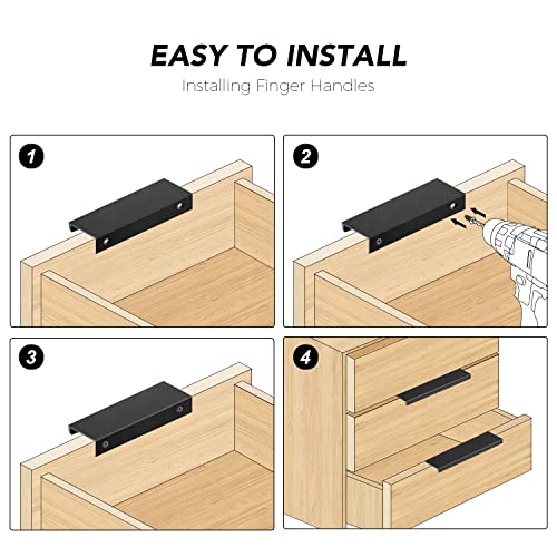 Image of Ravinte 30 Pack Finger Pulls for Cabinets 128mm /5 Length Black Edge Pulls | 102mm /4 inch Hole Center Concealed Handles, Tab Handle Profile, Minimal Look, For Kitchen Drawers Tab Handle