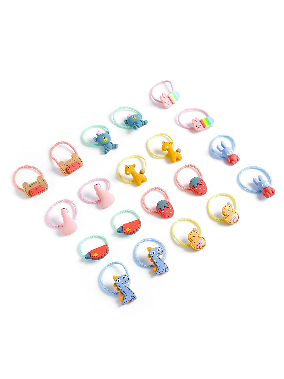 Melbees by Yellow Chimes Rubber Bands for Girls Kids Hair Accessories for Girls Hair Tie 20 Pcs Cute Characters Rubberbands for Kids Ponytail Holder For Baby Girls Toddlers 1