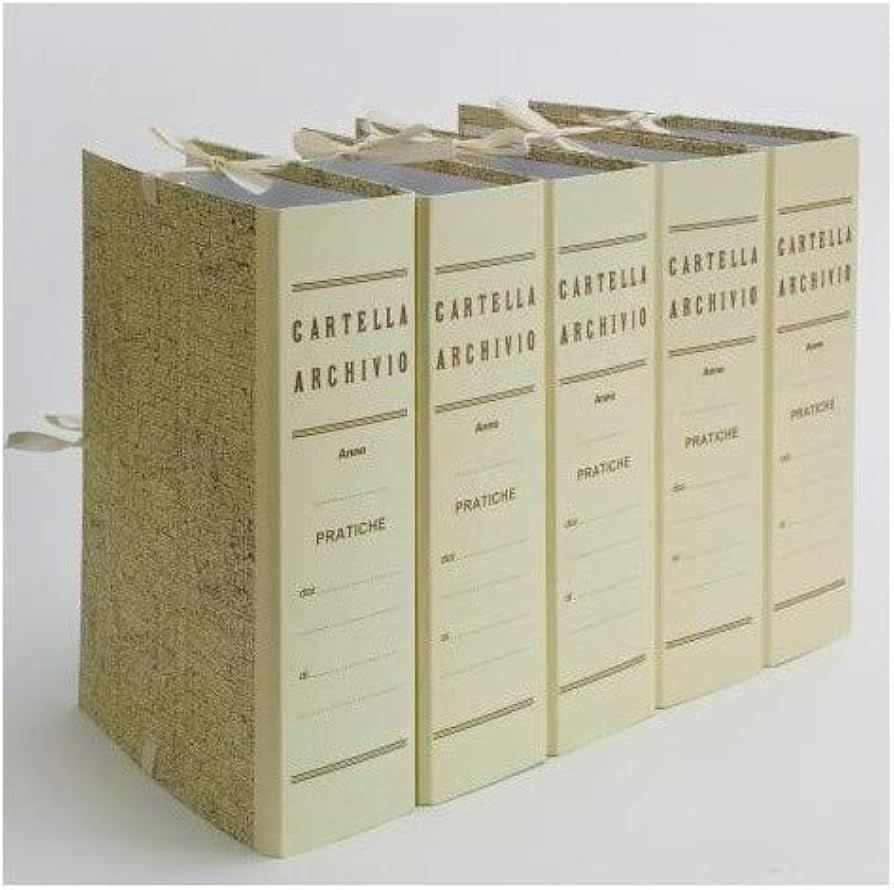 25 Faldoni - Cartelle archivio con lacci - Dorso 20 cm - 25x35cm - In cartone rigido rivestito - adatto per archiviazione documenti, colore beige